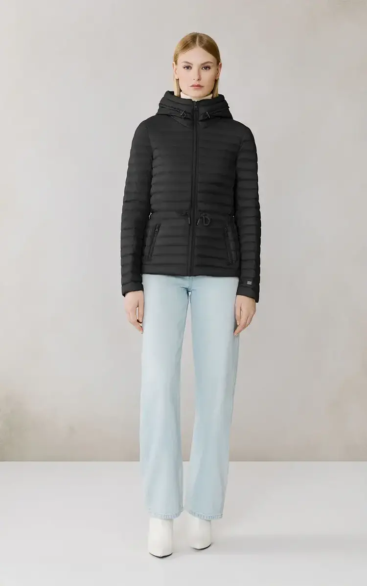 Soia & Kyo AYLEEN Packable Down Cinch-Waist Jacket Black