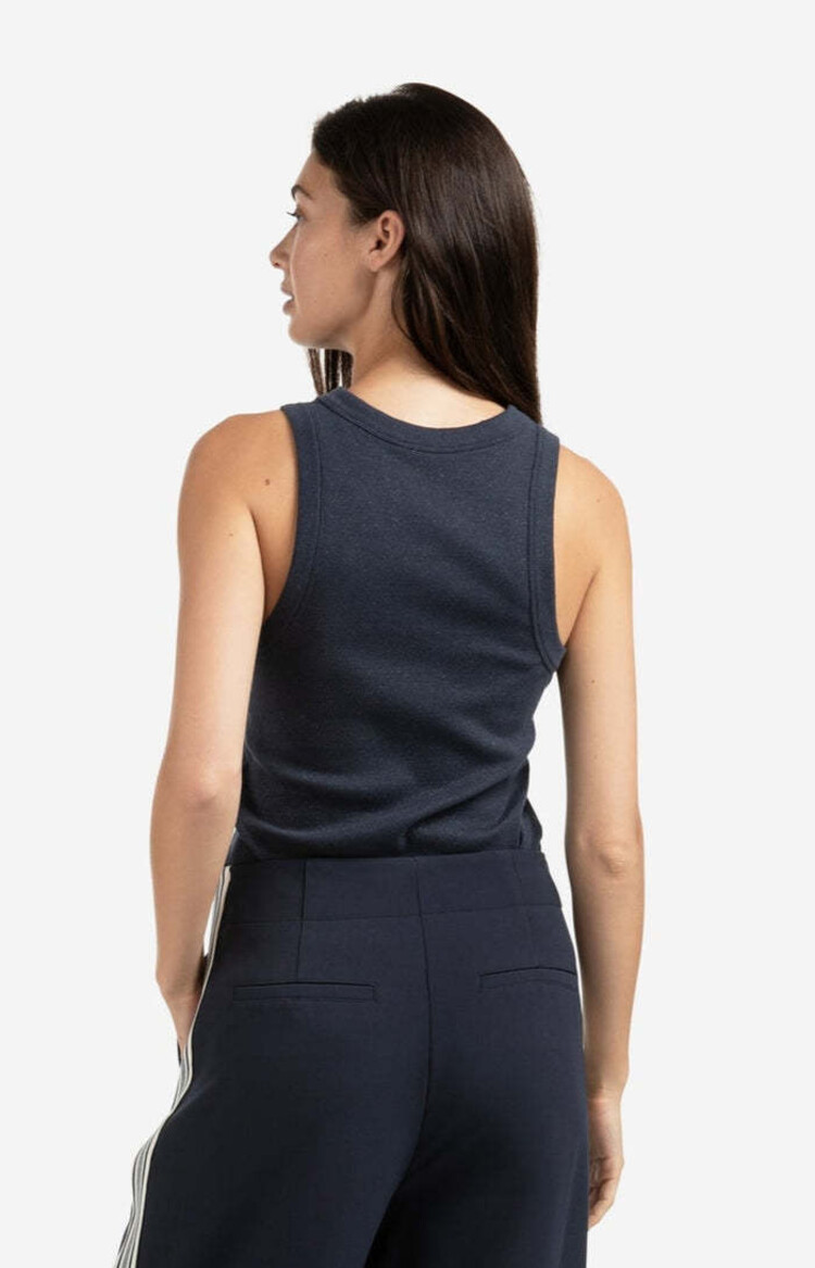 Yaya Rib Singlet with Metallic Coat Inkwell Blue