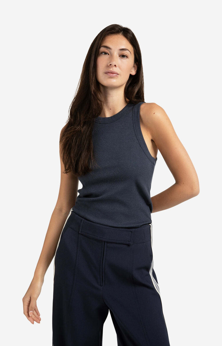 Yaya Rib Singlet with Metallic Coat Inkwell Blue