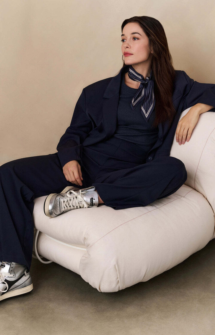 Yaya Rib Singlet with Metallic Coat Inkwell Blue