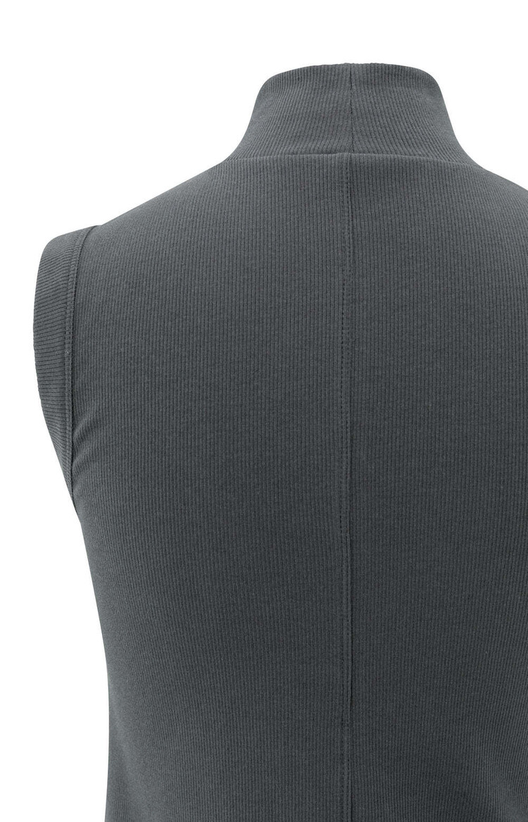 Yaya High Neck Rib Singlet Oyster Black