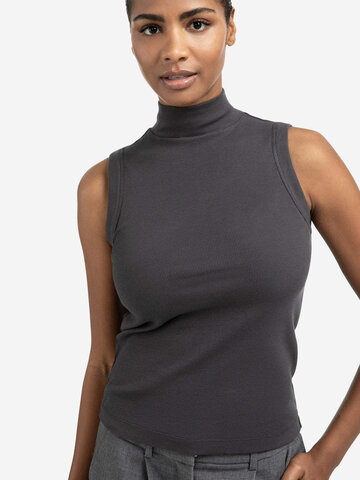 Yaya High Neck Rib Singlet Oyster Black