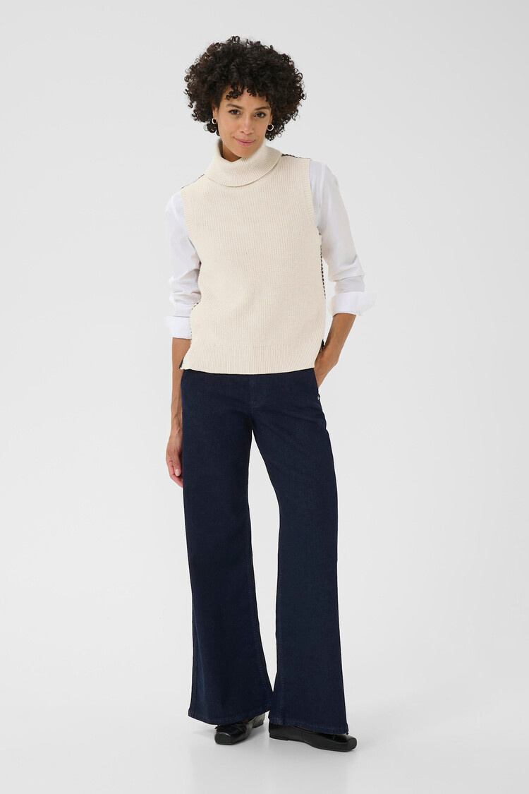 Part Two Sella Waistcoat Whitecap Gray/Dark Navy Stitch