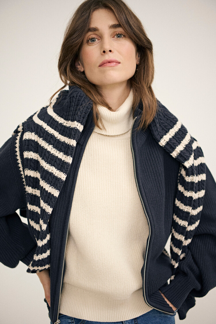 Part Two Sella Waistcoat Whitecap Gray/Dark Navy Stitch