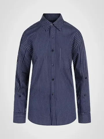 Pure & Simple AM to PM Boyfriend Shirt Coastal Navy Stripe