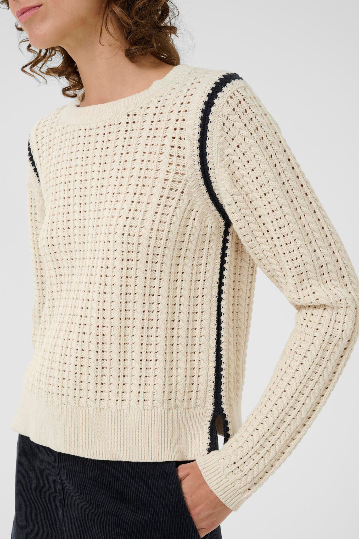 Part Two | Selenia Pullover Whitecap Gray/Dark Navy Stitch