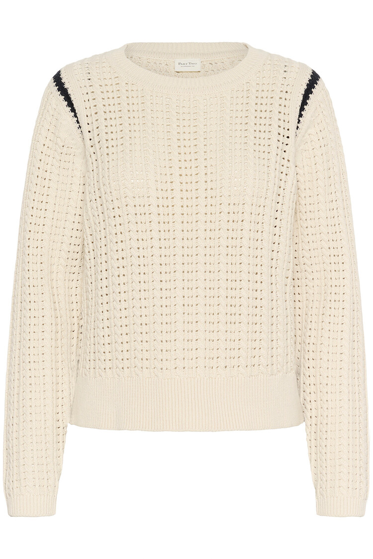 Part Two Selenia Pullover Whitecap Gray/Dark Navy Stitch