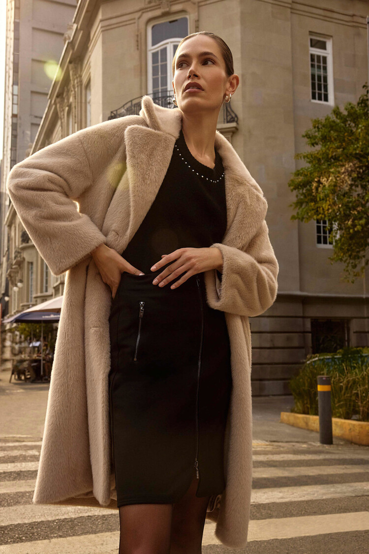 Joseph Ribkoff Cashmere Crew Neck Top with Stud Detailing Black