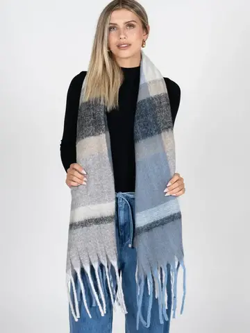 C’est Moi Stripe Pattern Blanket Scarf Grey