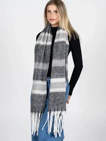 C’est Moi Stripe Pattern Blanket Scarf Black