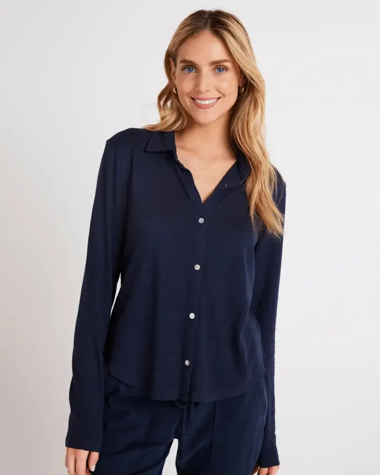 Bella Dahl Button Up Knit Top Endless Sea
