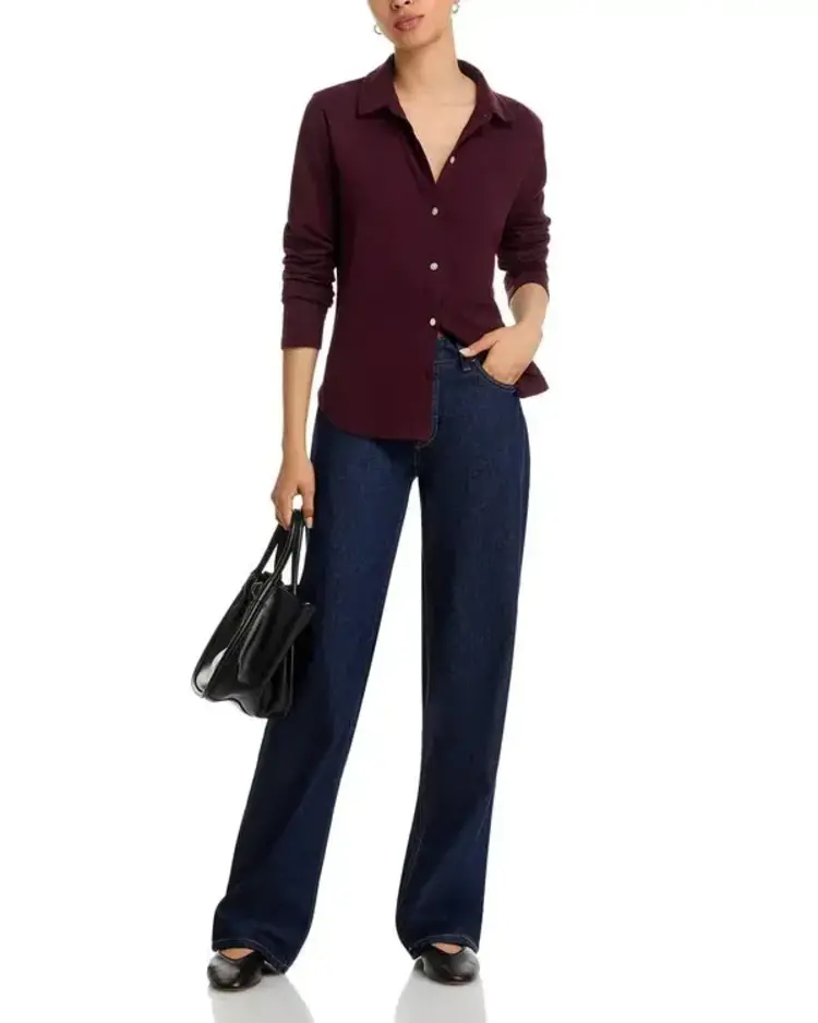 Bella Dahl Button Up Knit Top Pinot Noir