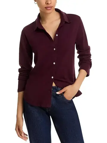 Bella Dahl Button Up Knit Top Pinot Noir