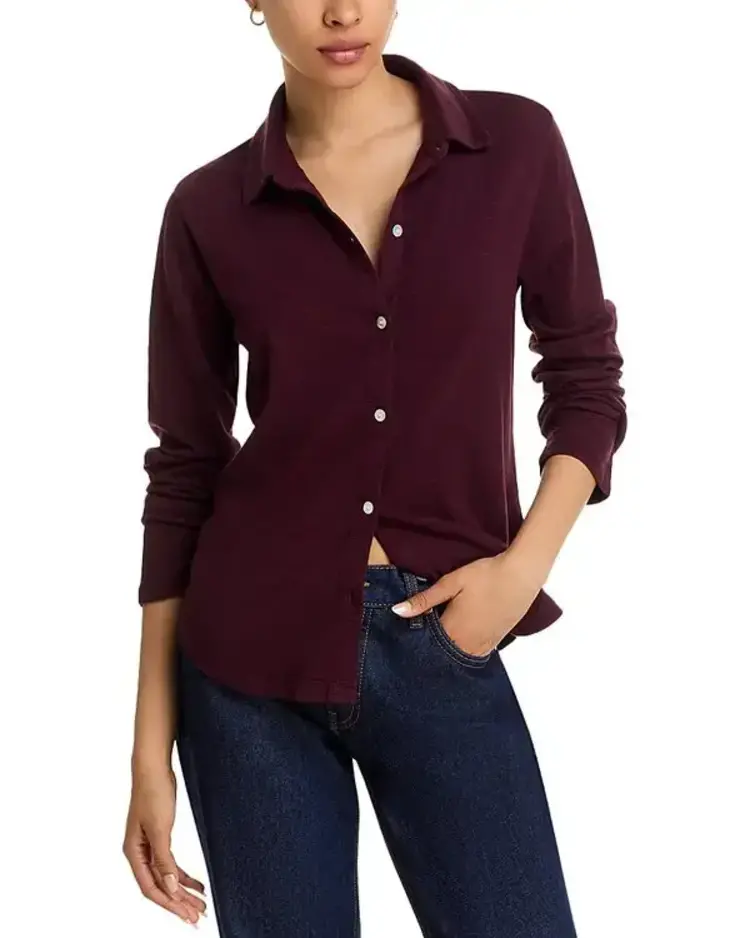 Bella Dahl Button Up Knit Top Pinot Noir