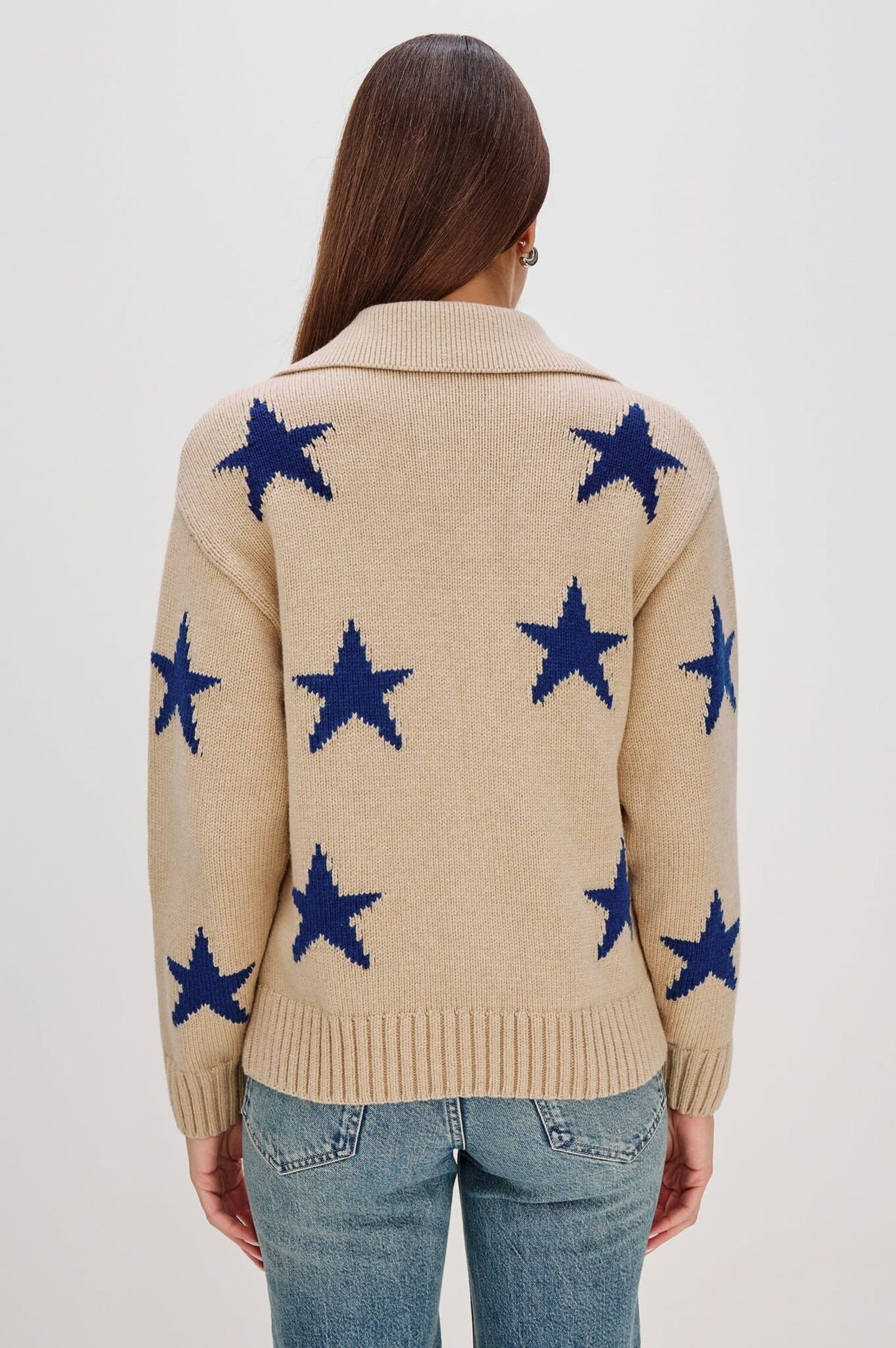 Ladies Sweater Tan Star Sweater Philosophy Cashmere Star Sweater