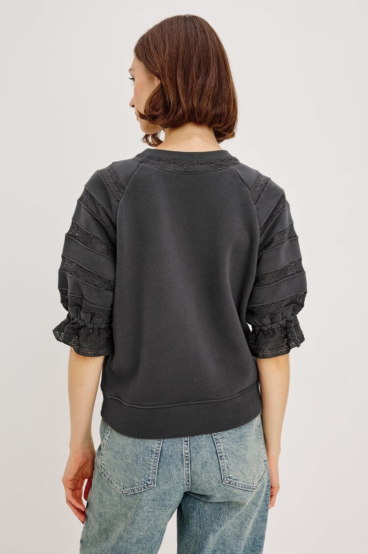 Rails Aggy Puff-Sleeve Sweatshirt Washed Black