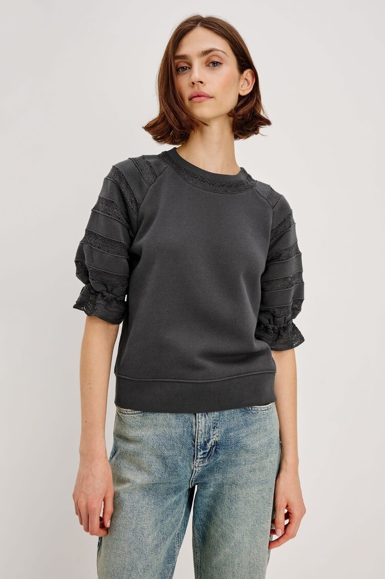 Rails Aggy Puff-Sleeve Sweatshirt Washed Black