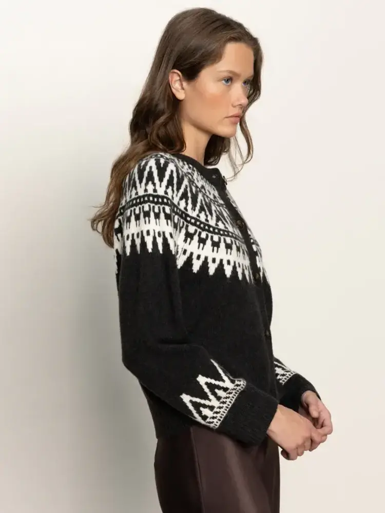Sanctuary Fairaisle Crewneck Cardi Ink Multi