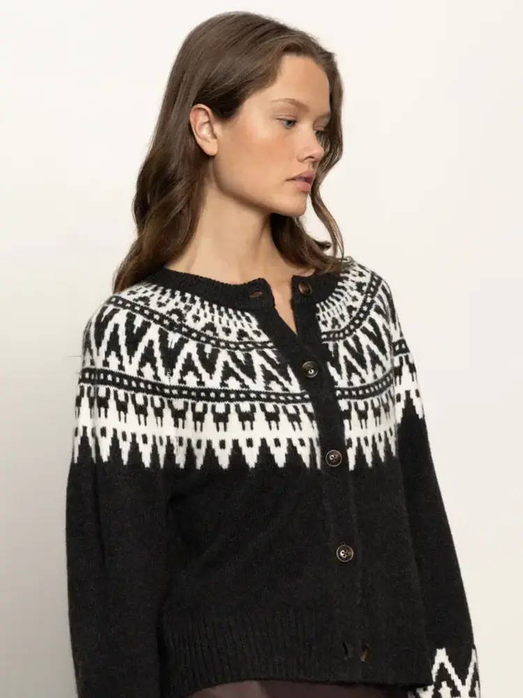 Sanctuary Fairaisle Crewneck Cardi Ink Multi