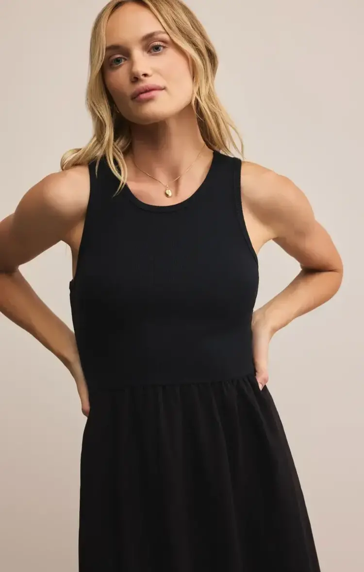 ZSupply Charlotte Rib Midi Dress Black