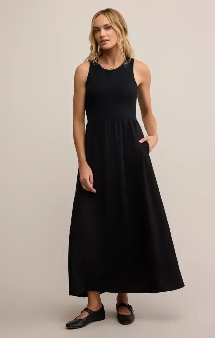 ZSupply Charlotte Rib Midi Dress Black