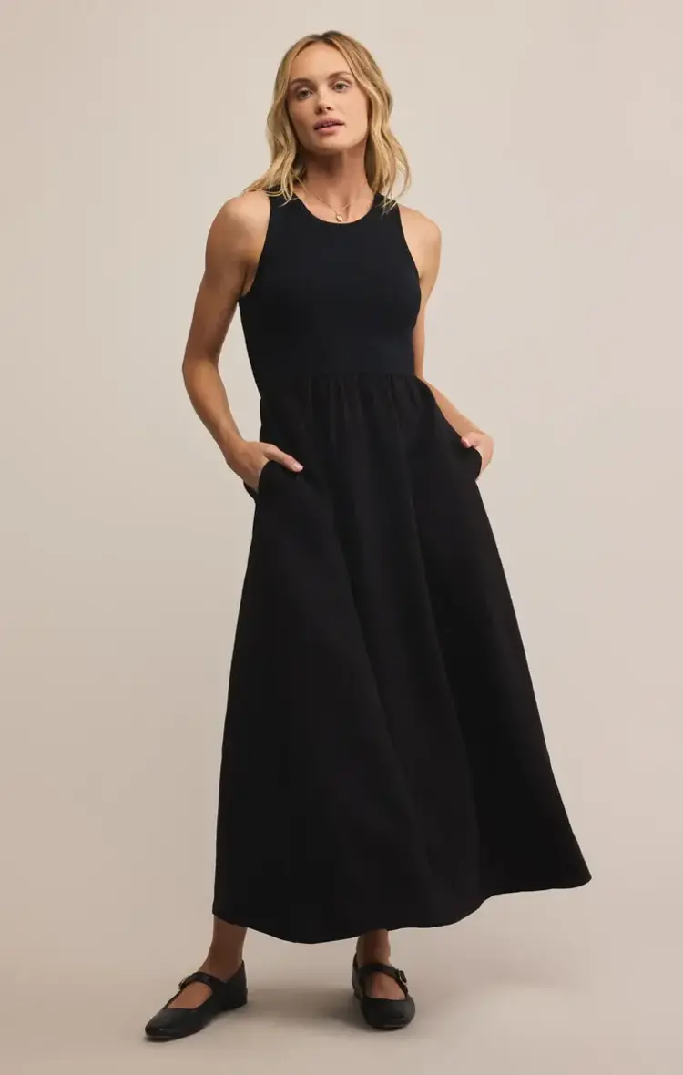 ZSupply Charlotte Rib Midi Dress Black