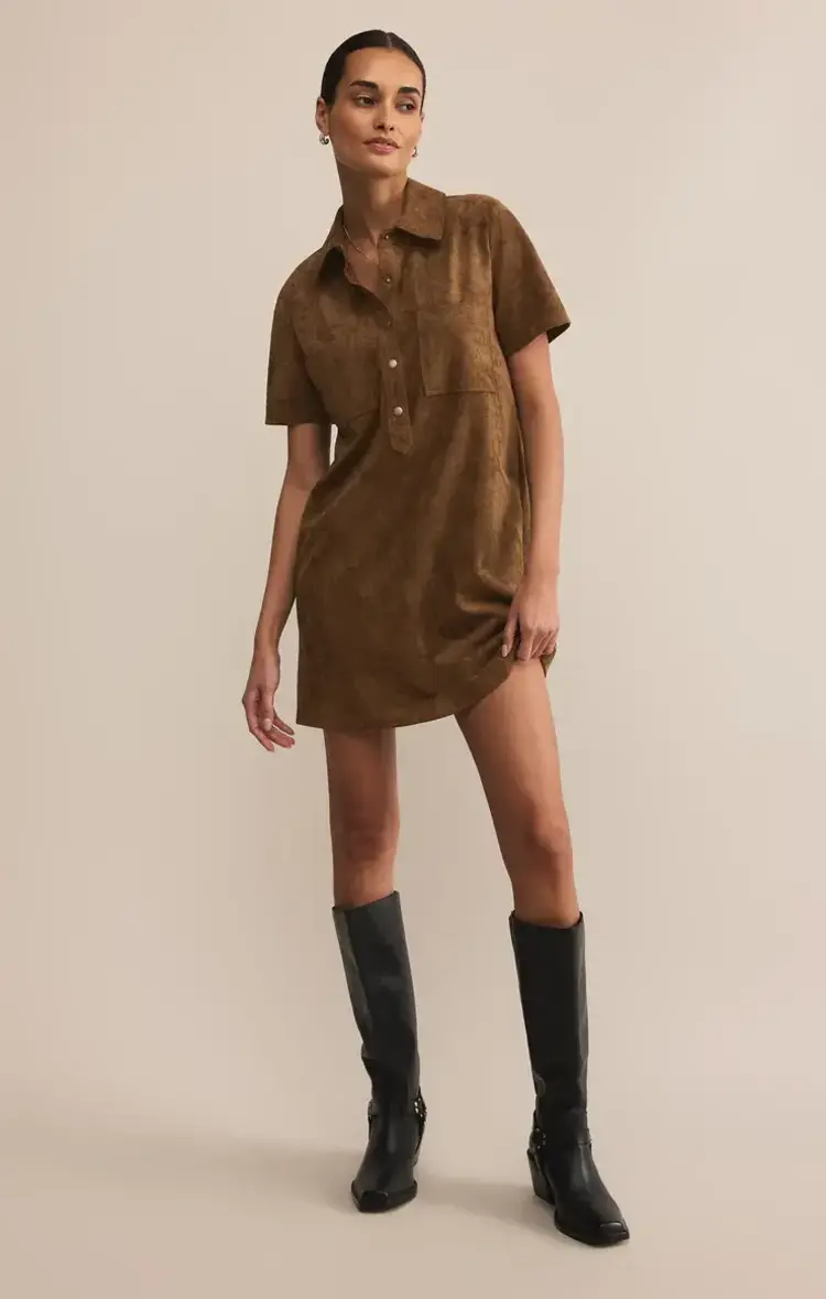 ZSupply Kellie Faux Suede Mini Dress Coconut