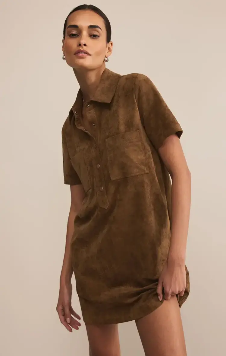 ZSupply Kellie Faux Suede Mini Dress Coconut