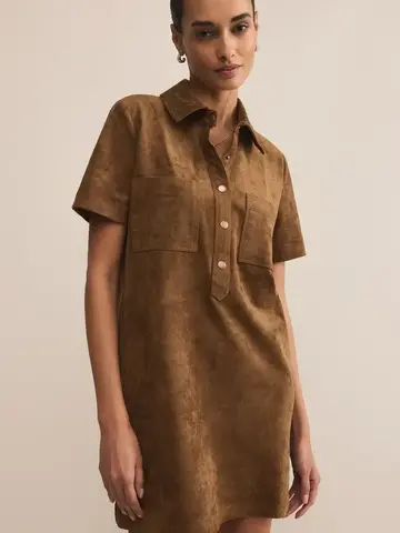 ZSupply Kellie Faux Suede Mini Dress Coconut