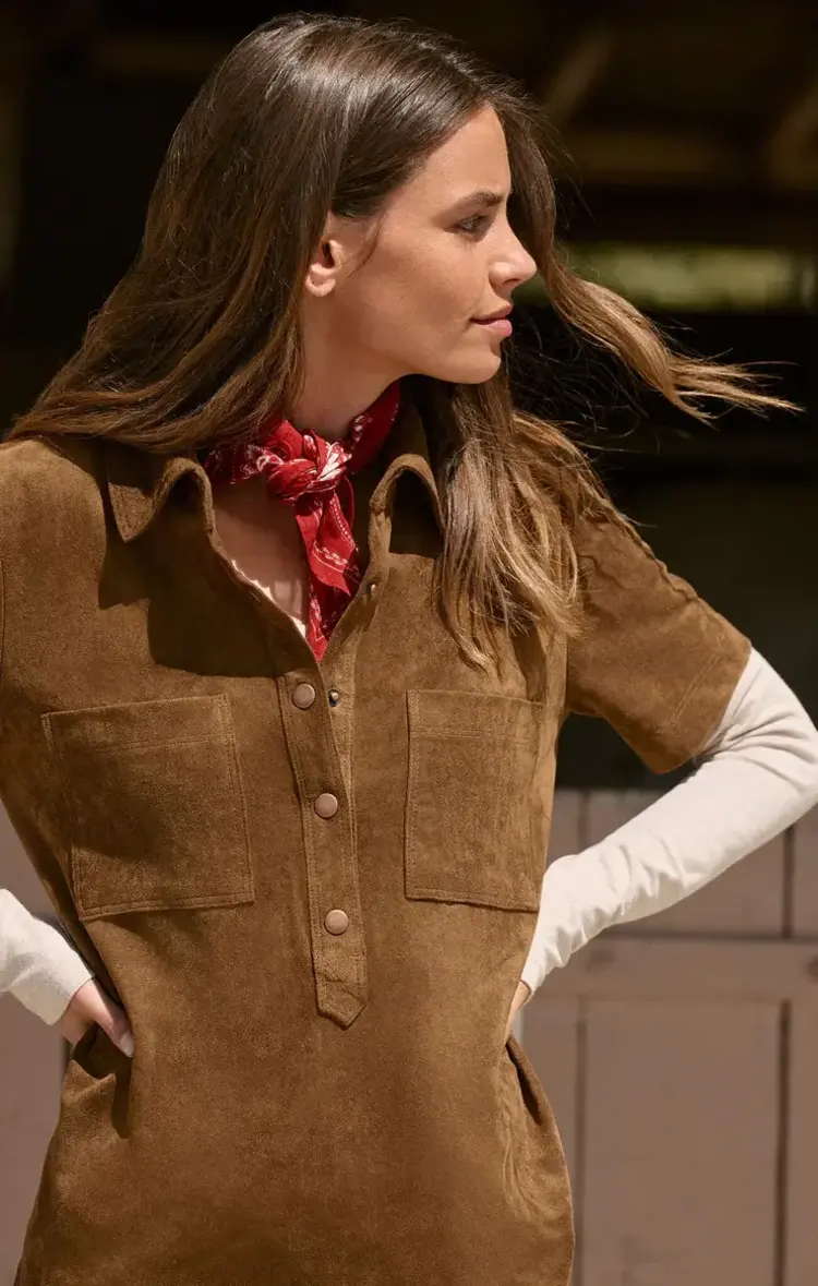 ZSupply Kellie Faux Suede Mini Dress Coconut