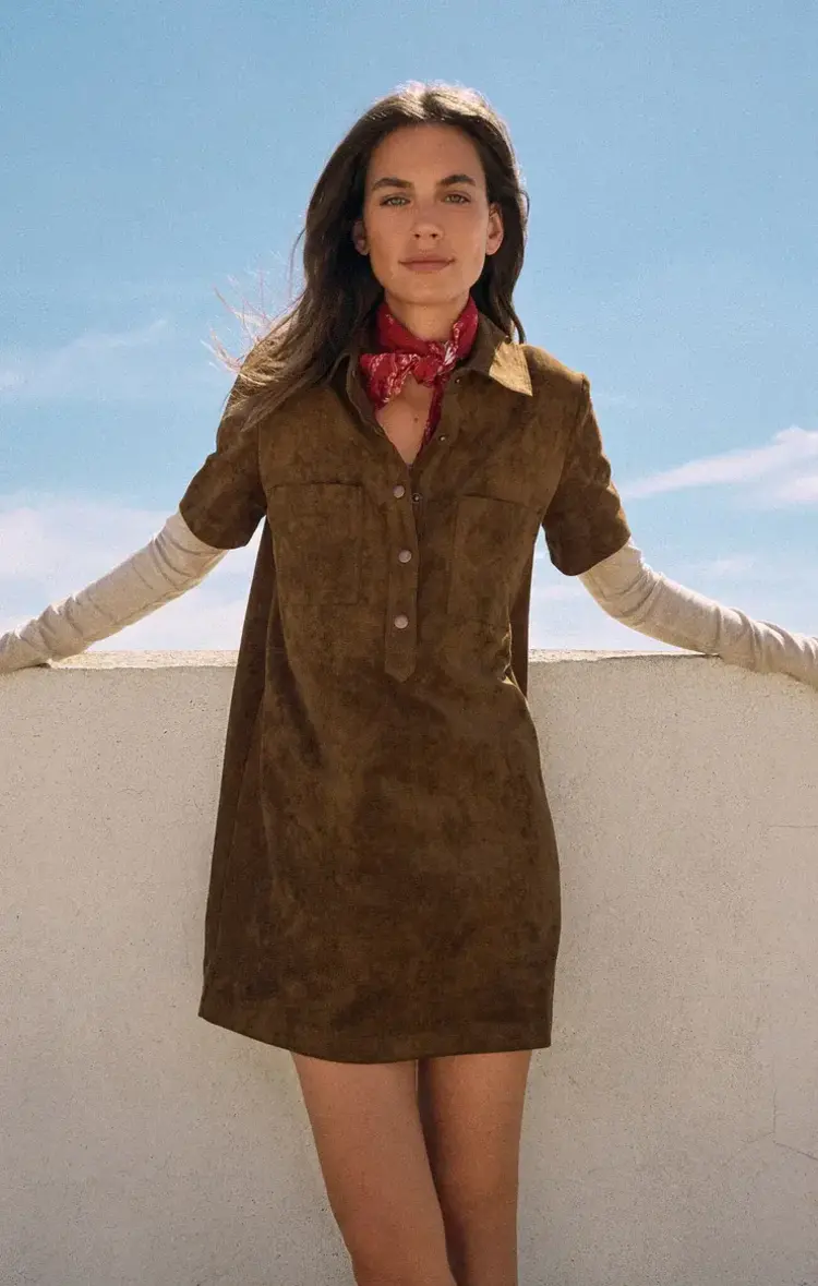 ZSupply Kellie Faux Suede Mini Dress Coconut