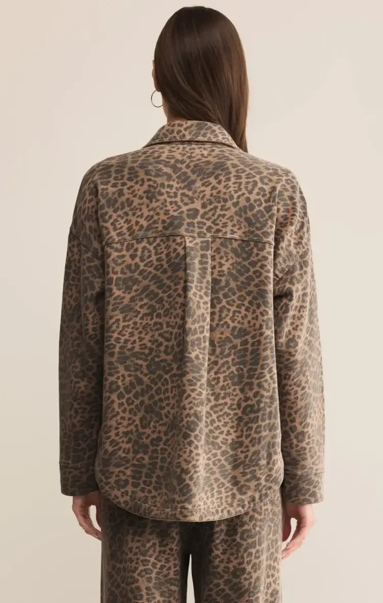 ZSupply All Day Knit Leopard Jacket Desert Tan