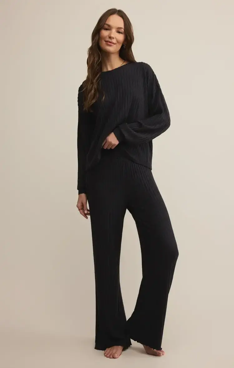 ZSupply Dawn Smocked Rib Pant Black Sand