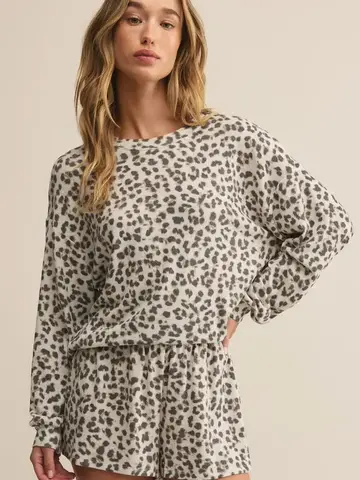 ZSupply Luxe Leopard Long Sleeve Top Champagne