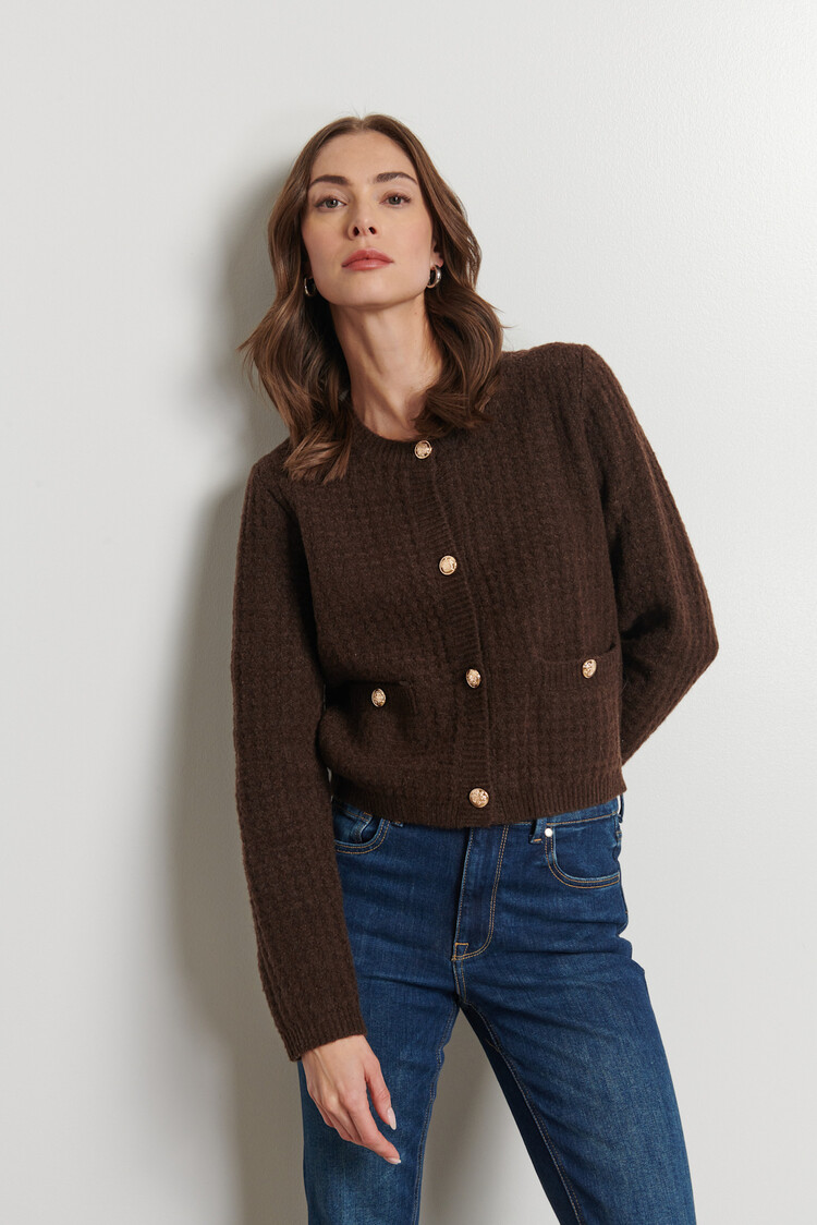 Line the Label Cataline Cardigan Dark Chocolate