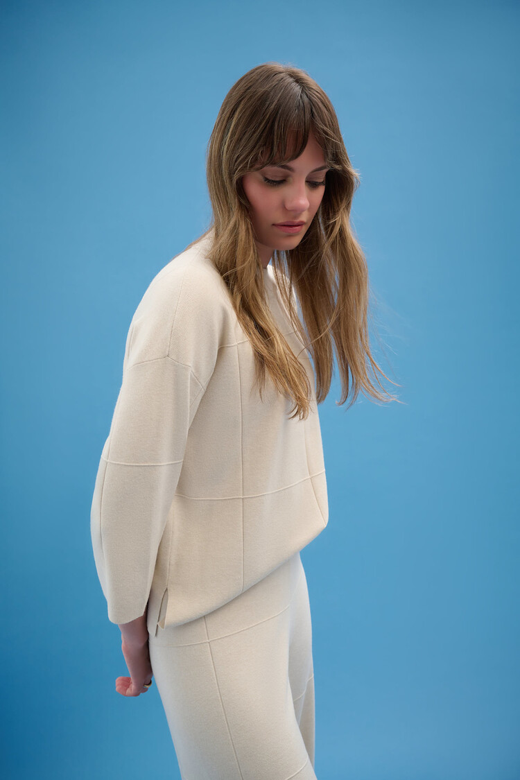 Joseph Ribkoff Brushed Viscose Straight Sweater with Mock Neck Birch Melange