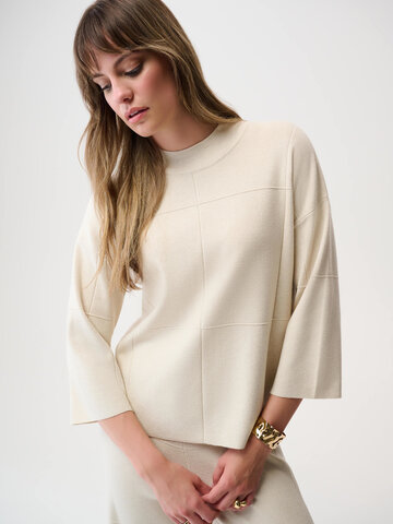 Joseph Ribkoff Brushed Viscose Straight Sweater with Mock Neck Birch Melange