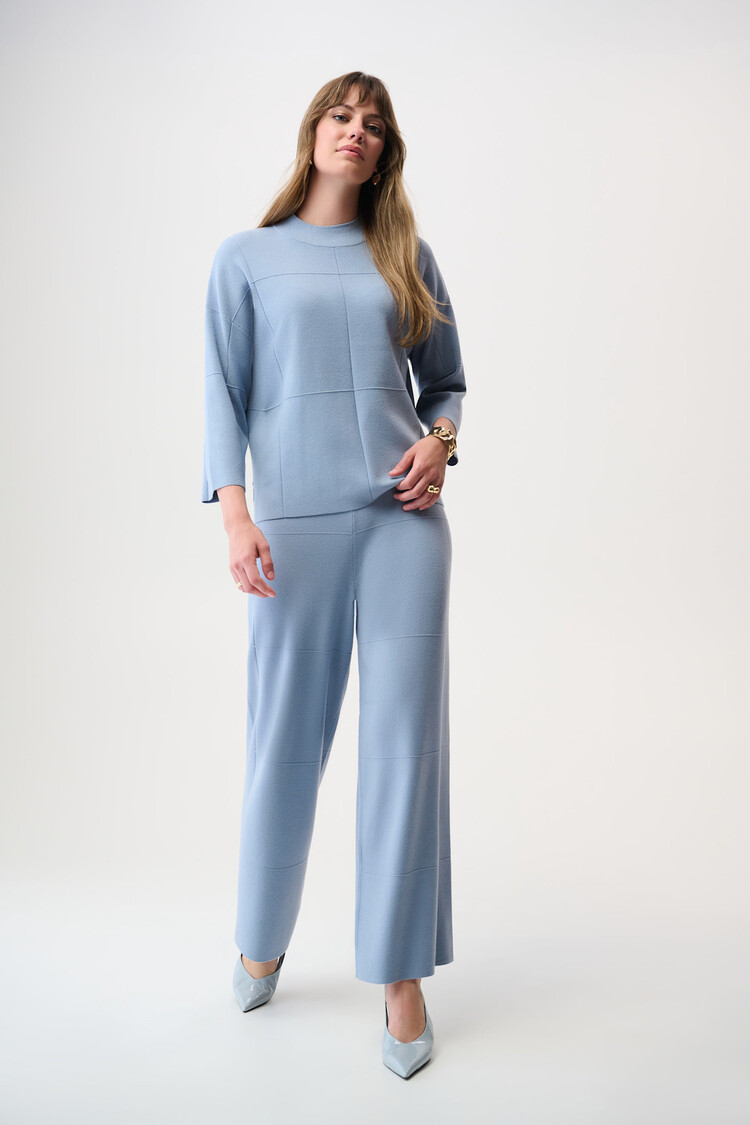 Joseph Ribkoff Brushed Viscose Straight Sweater with Mock Neck Chambray