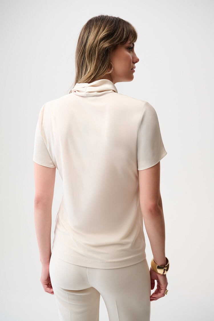 Joseph Ribkoff Recycled Satin And Silky Knit Wrap Top Birch