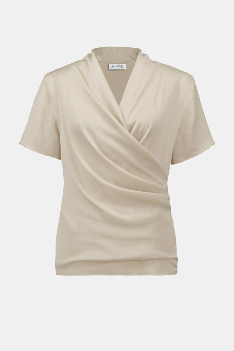 Joseph Ribkoff Recycled Satin And Silky Knit Wrap Top Birch