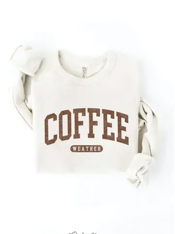 Oat Collective Coffee Weather Graphic Sweatshirt Vintage White Long Sleeve