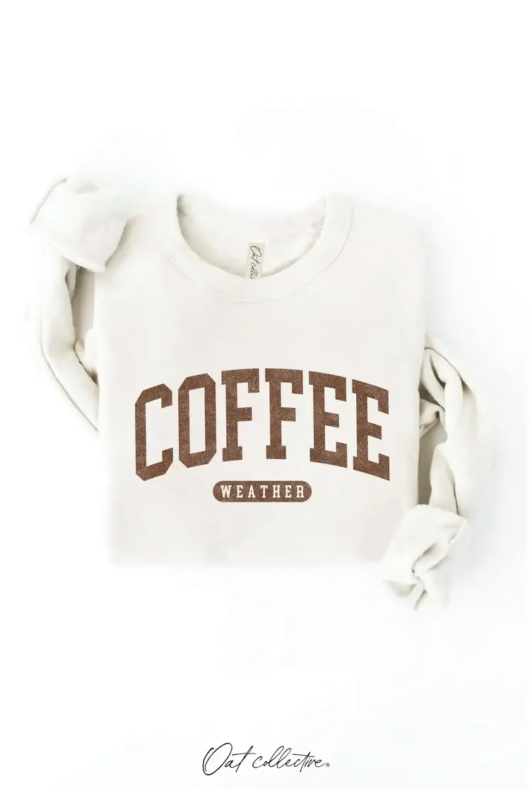 Oat Collective Coffee Weather Graphic Sweatshirt Vintage White Long Sleeve