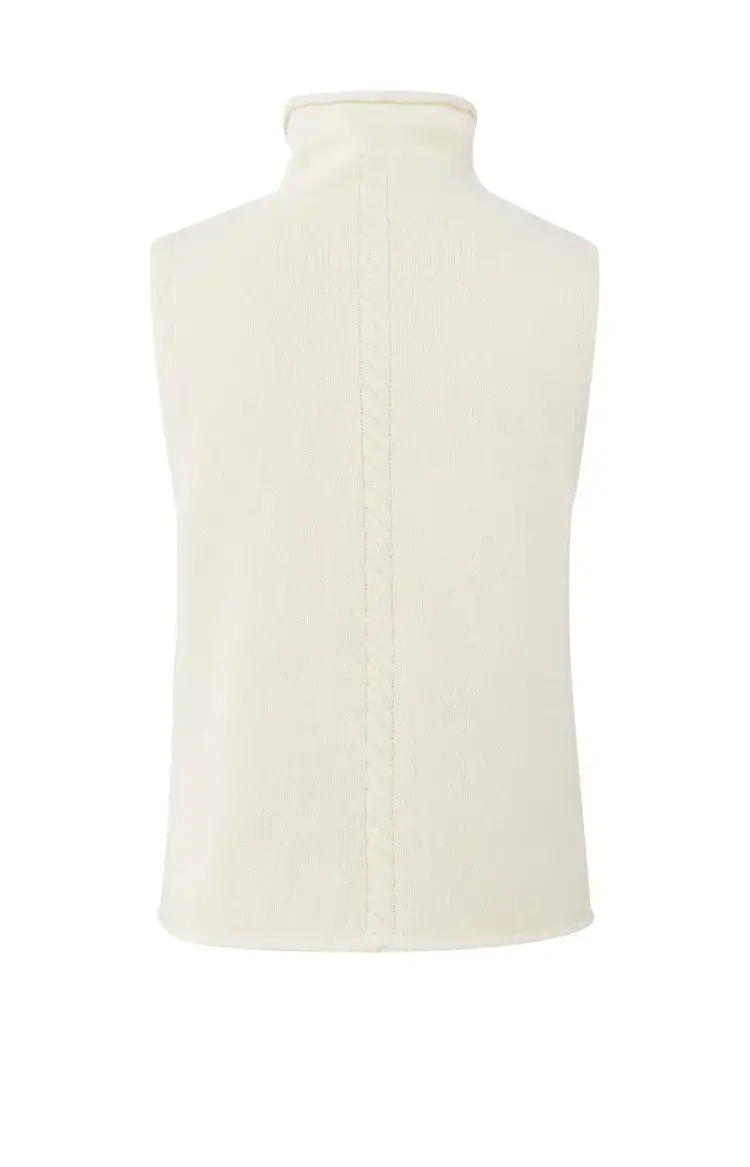 Yaya Cable High Neck Sleeveless Sweater Off White Knit