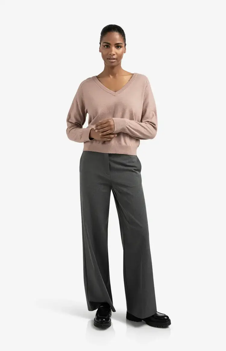 Yaya Double V-Neck Sweater with Buttons Blush Pink