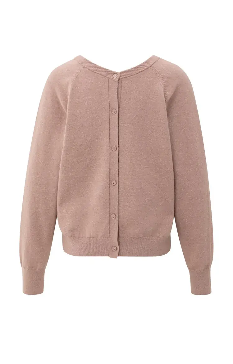 Yaya Double V-Neck Sweater with Buttons Blush Pink