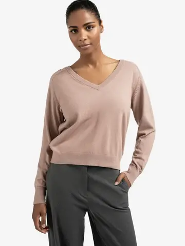 Yaya Double V-Neck Sweater with Buttons Blush Pink