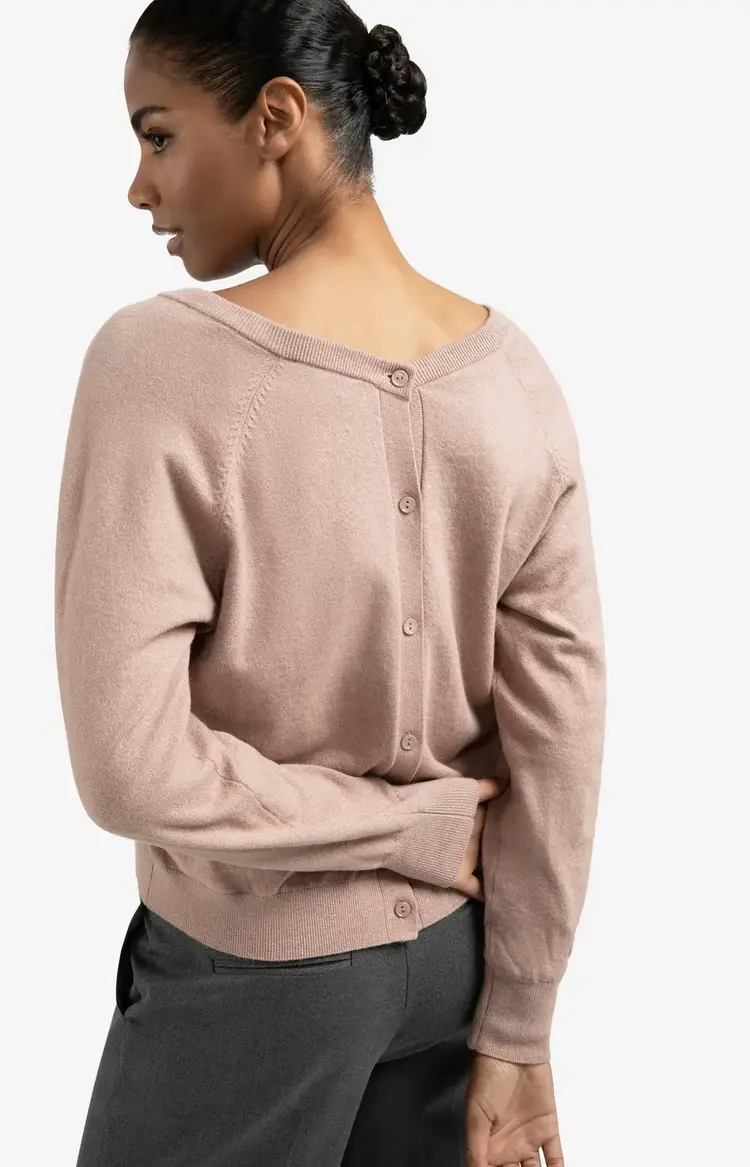 Yaya Double V-Neck Sweater with Buttons Blush Pink