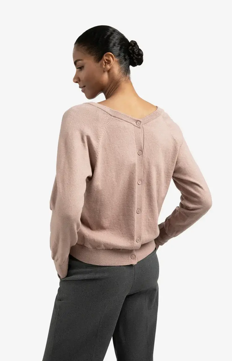 Yaya Double V-Neck Sweater with Buttons Blush Pink