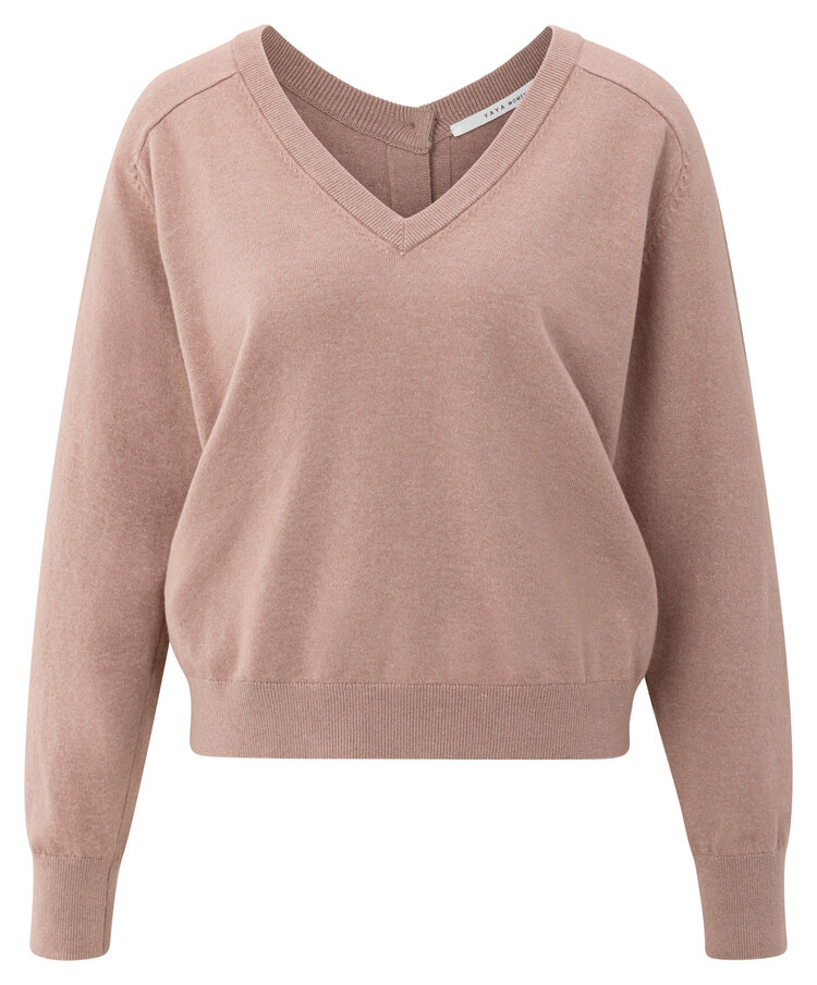 Yaya Double V-Neck Sweater with Buttons Blush Pink