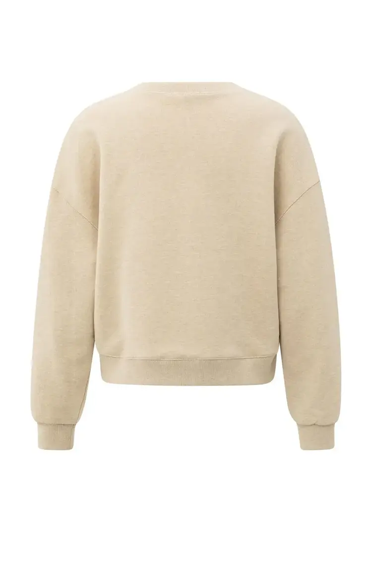 Yaya Sweater with Round Neck and Dropped Shoulders Yellow Sand Beige Melange